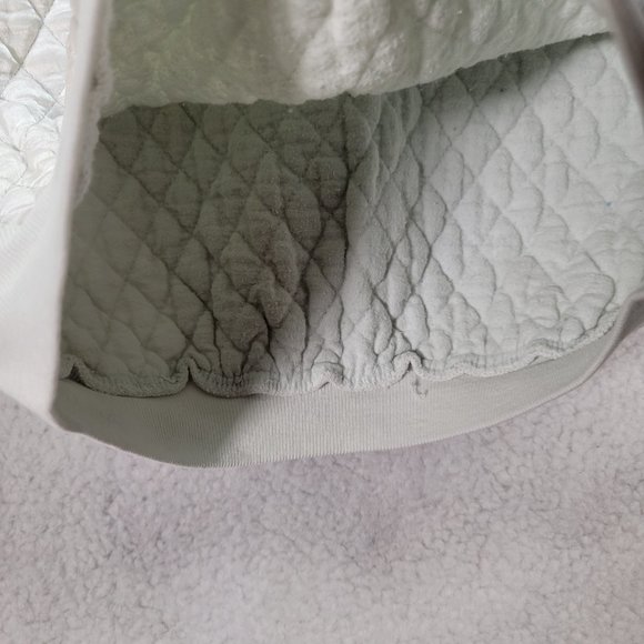 Vintage Tangiers Ivory Satin Shiny Quilted Puffer Unique Street Cropped Sweater - Picture 6 of 16